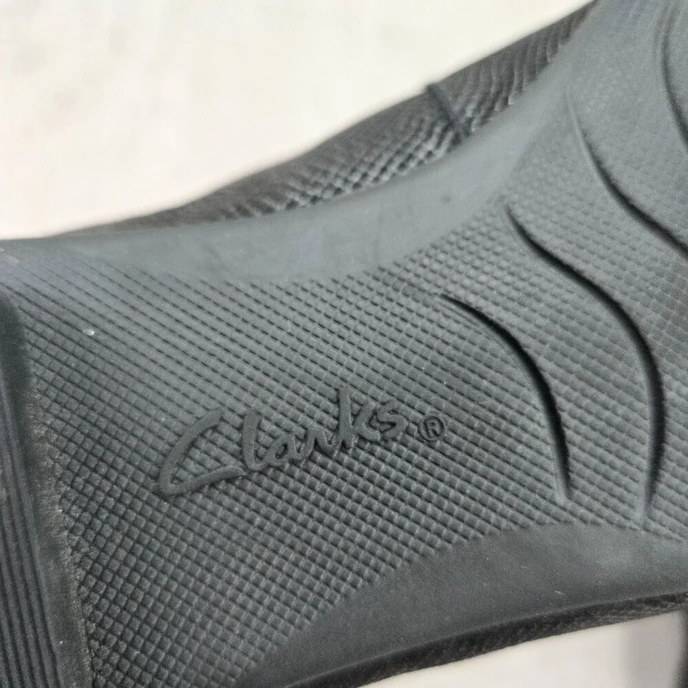 Clarks Ballet Flats Sz 10 Black Embossed Leather Comfort Dressy Ballerina Shoes - Picture 9 of 11